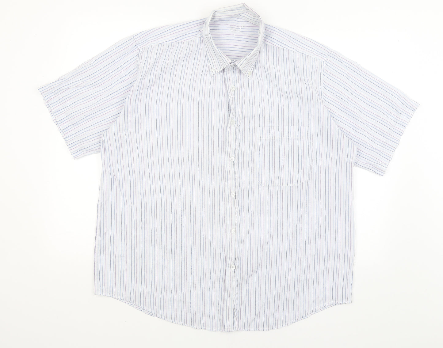 J&J Mens White Striped   Button-Up Size L