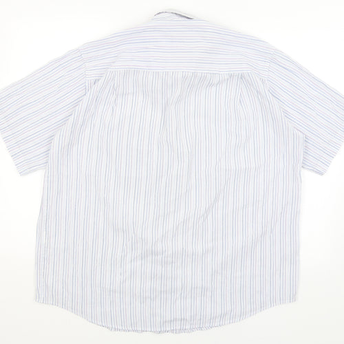 J&J Mens White Striped   Button-Up Size L