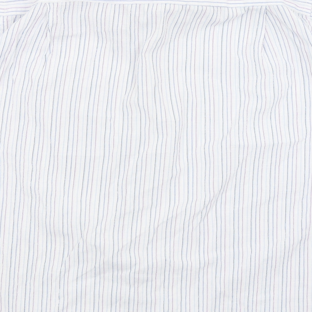 J&J Mens White Striped   Button-Up Size L