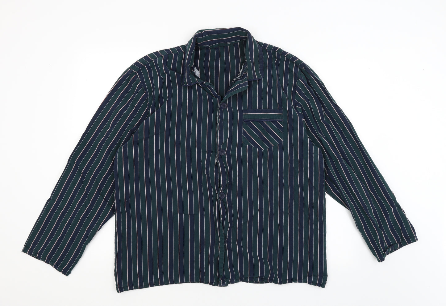 TU Mens Green Striped   Pyjama Top Size L