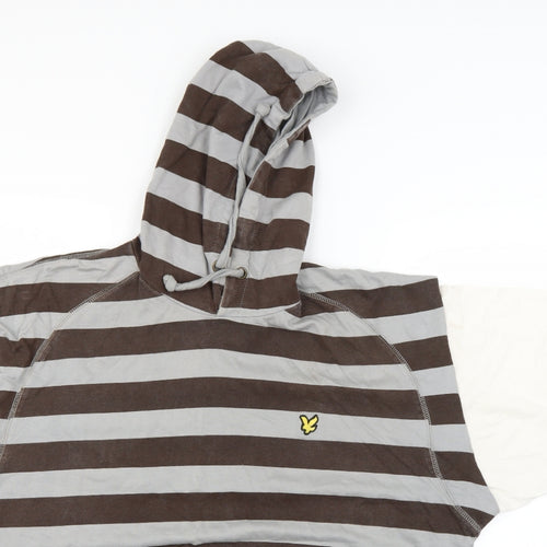Lyle & Scott Mens Multicoloured Striped  Pullover Hoodie Size XL
