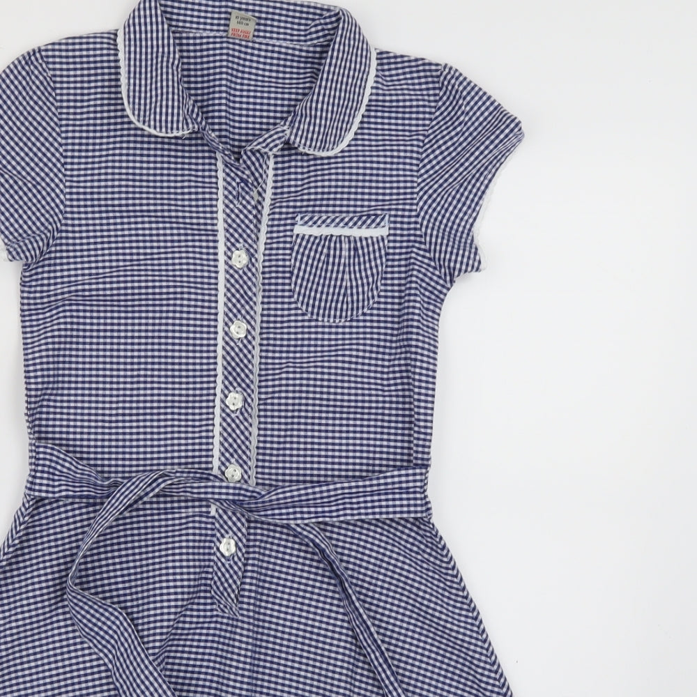 TU Girls Blue Plaid  Fit & Flare  Size 10 Years