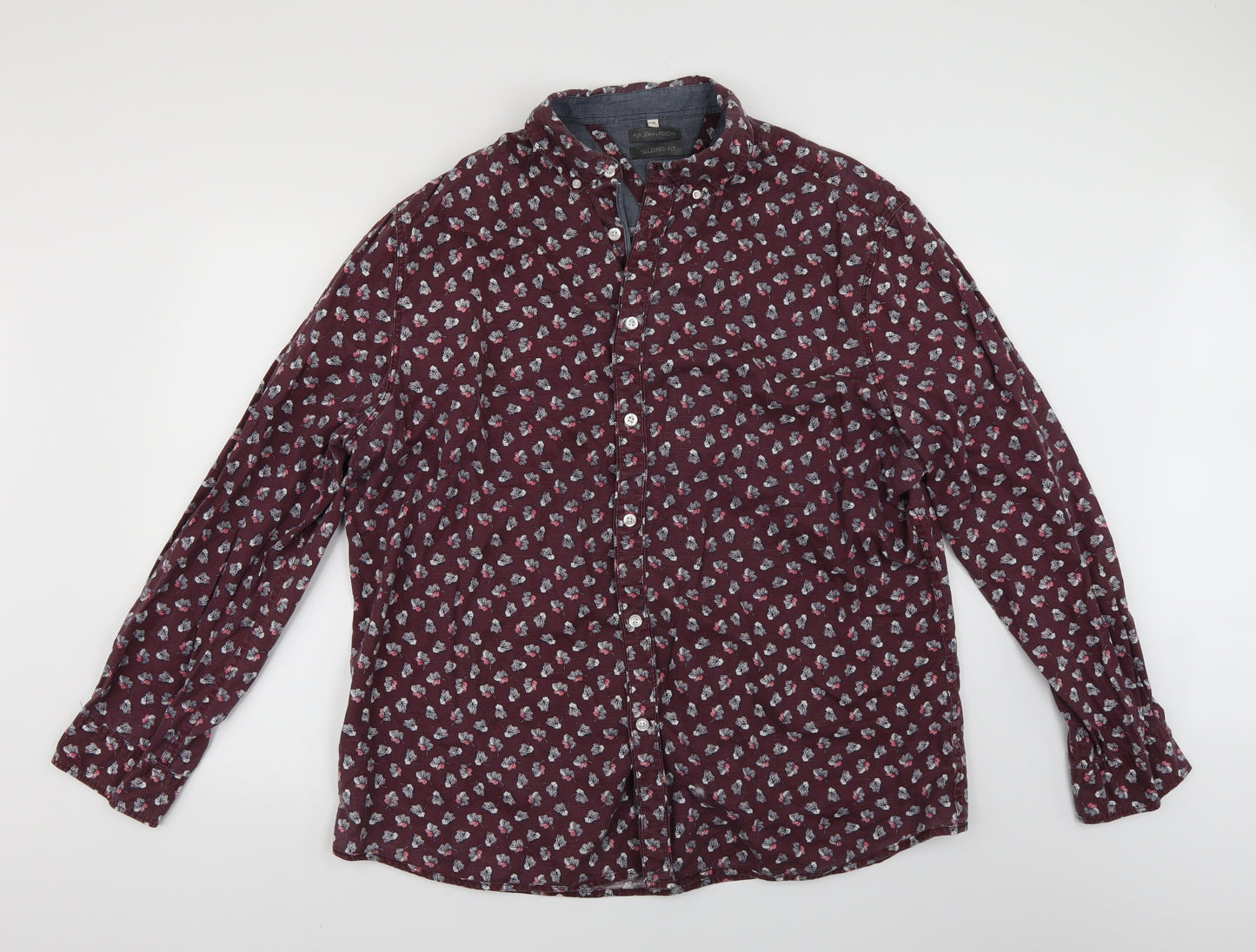 RJR.John Rocha Mens Purple Floral   Dress Shirt Size 2XL