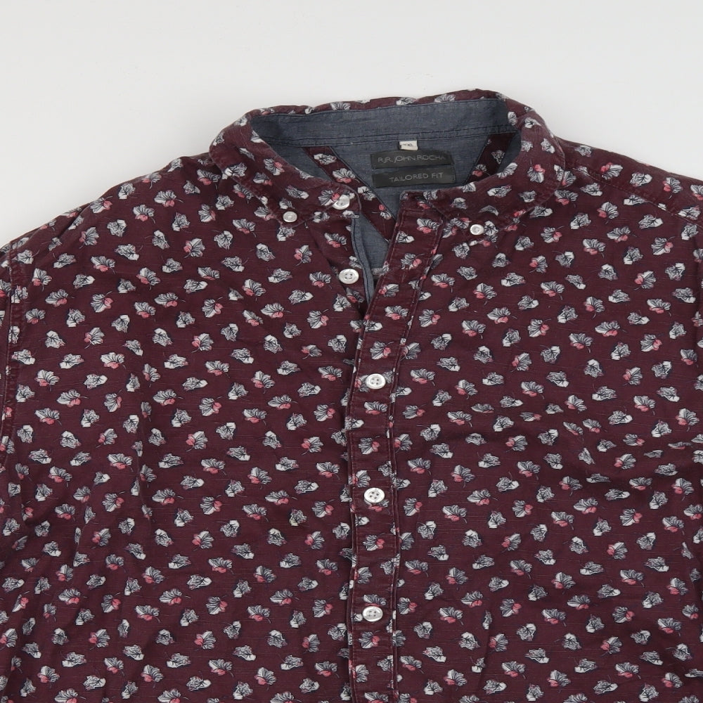 RJR.John Rocha Mens Purple Floral   Dress Shirt Size 2XL