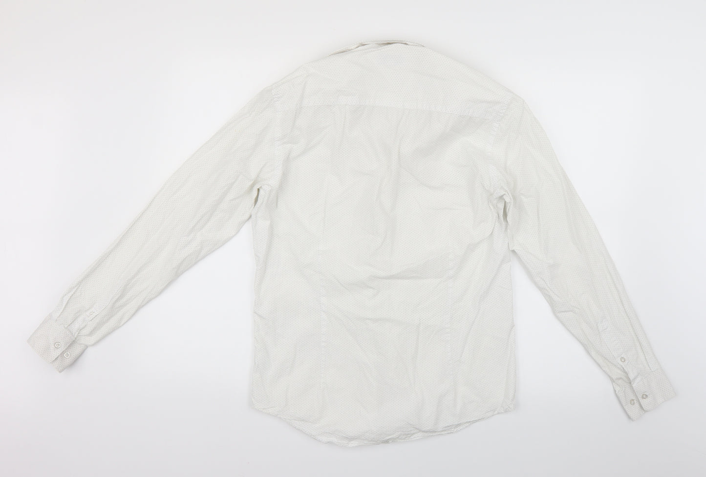 Taylor & Wright Mens White Polka Dot   Dress Shirt Size 15