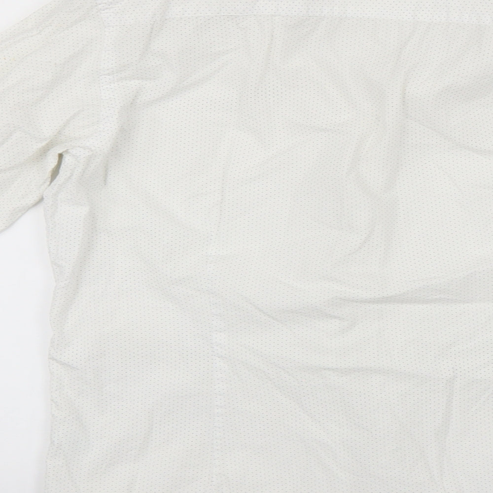 Taylor & Wright Mens White Polka Dot   Dress Shirt Size 15