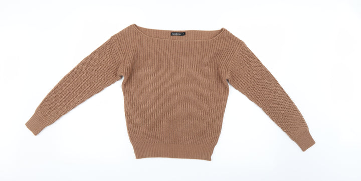 Boohoo Womens Brown Pullover Jumper Size S