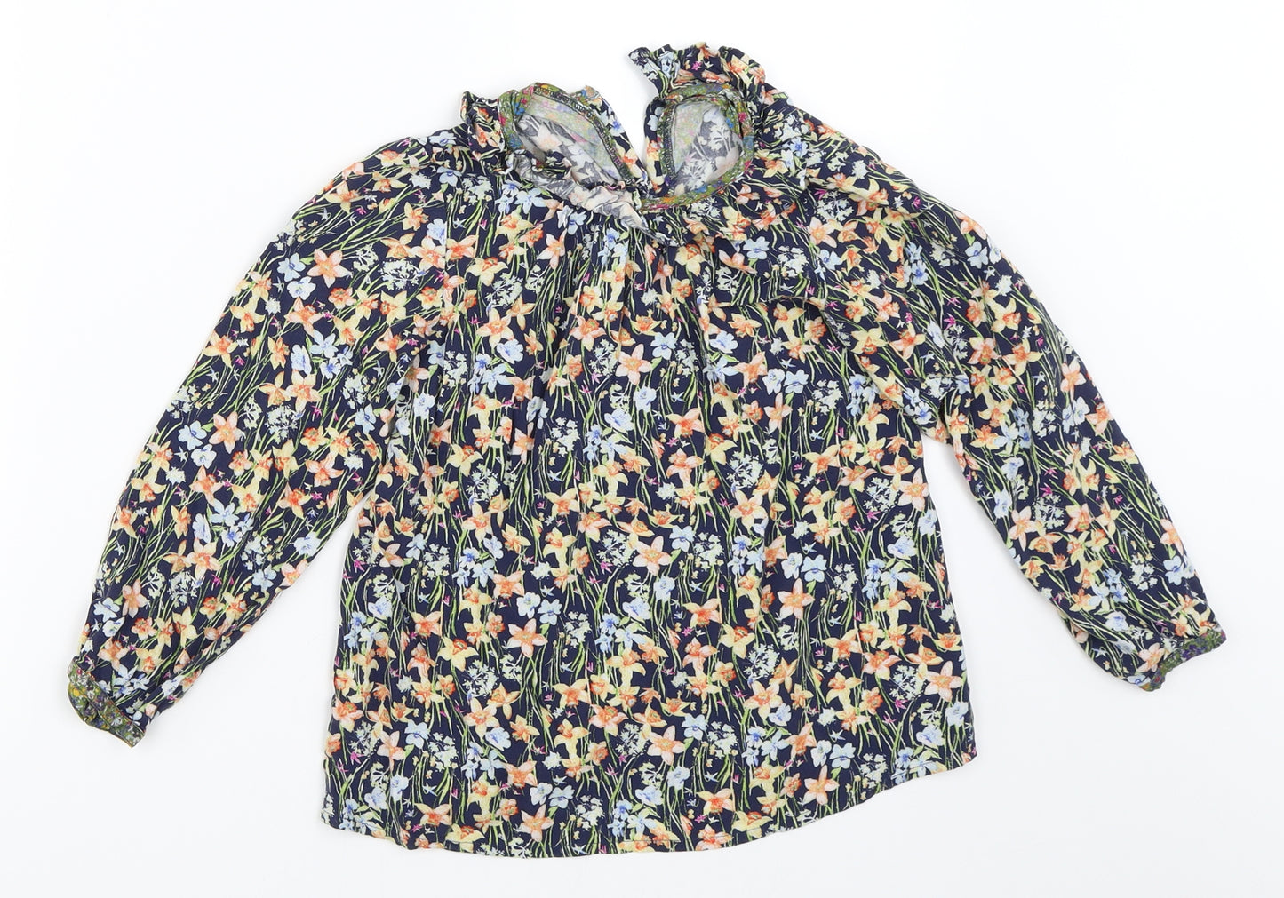 NEXT Girls Blue Floral  Basic Blouse Size 4-5 Years