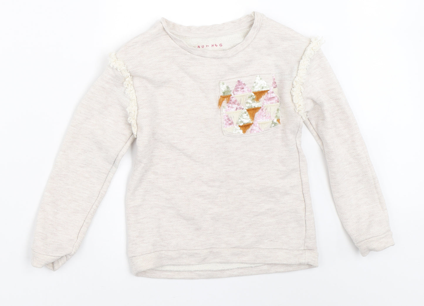 Nutmeg Girls Beige   Pullover Sweatshirt Size 6-7 Years