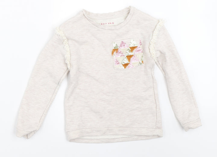 Nutmeg Girls Beige   Pullover Sweatshirt Size 6-7 Years