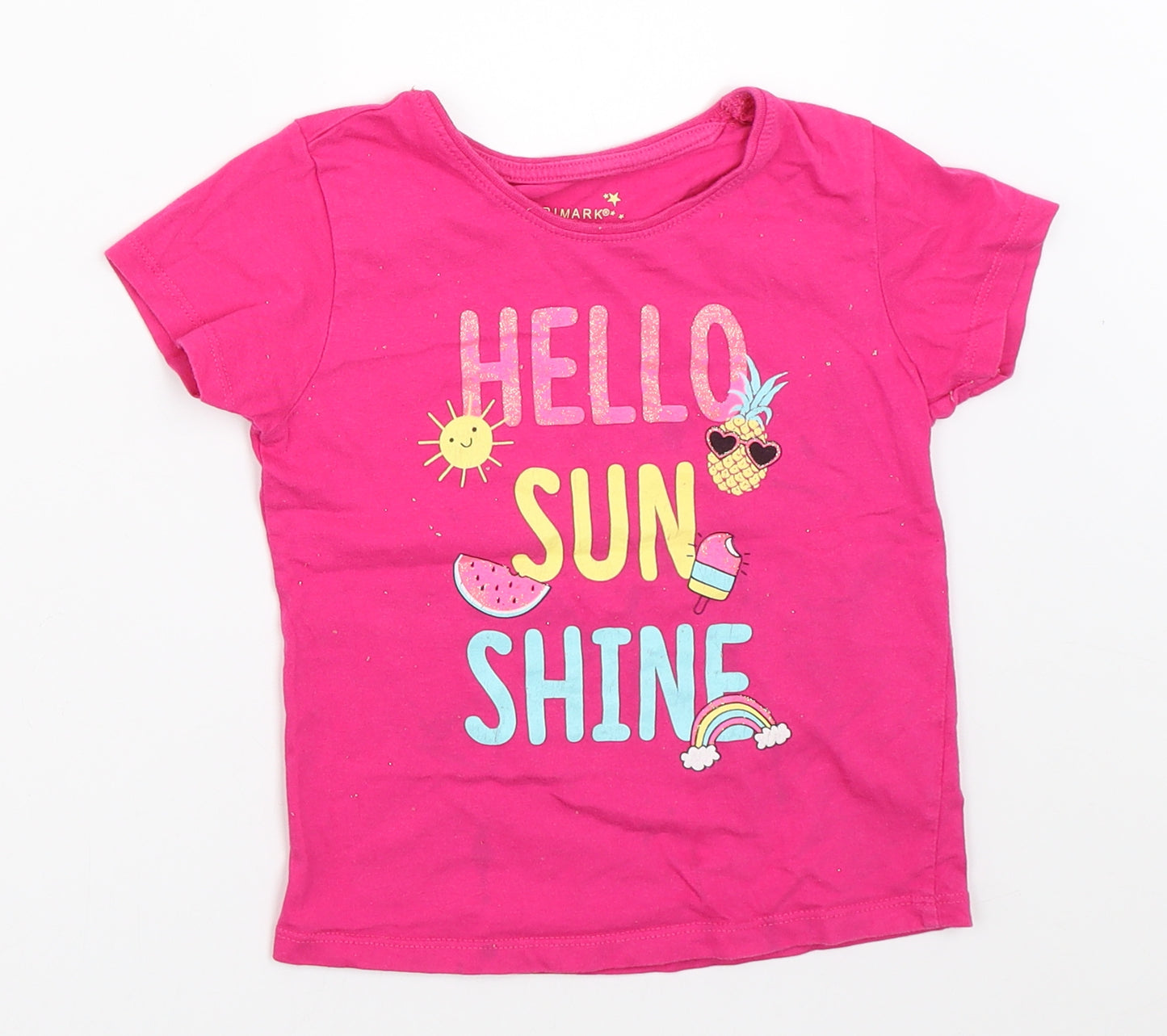Primark Girls Pink   Basic T-Shirt Size 5-6 Years