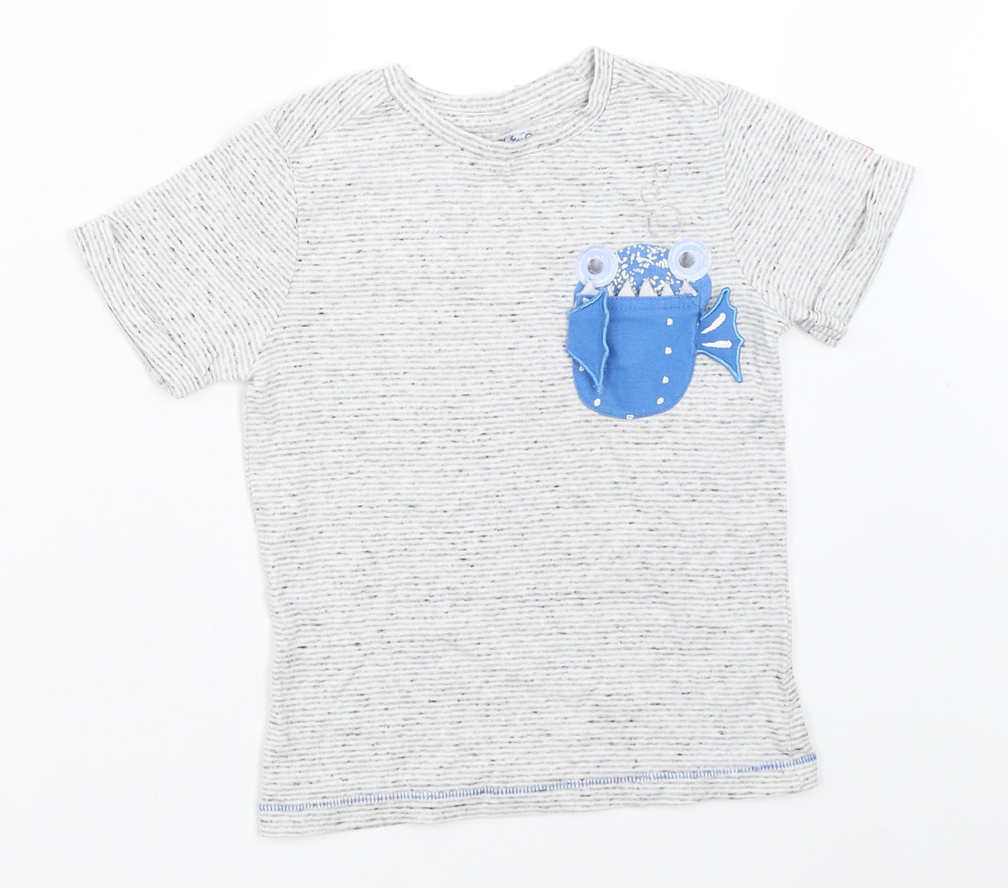 Nutmeg Boys Grey Striped  Basic T-Shirt Size 3-4 Years