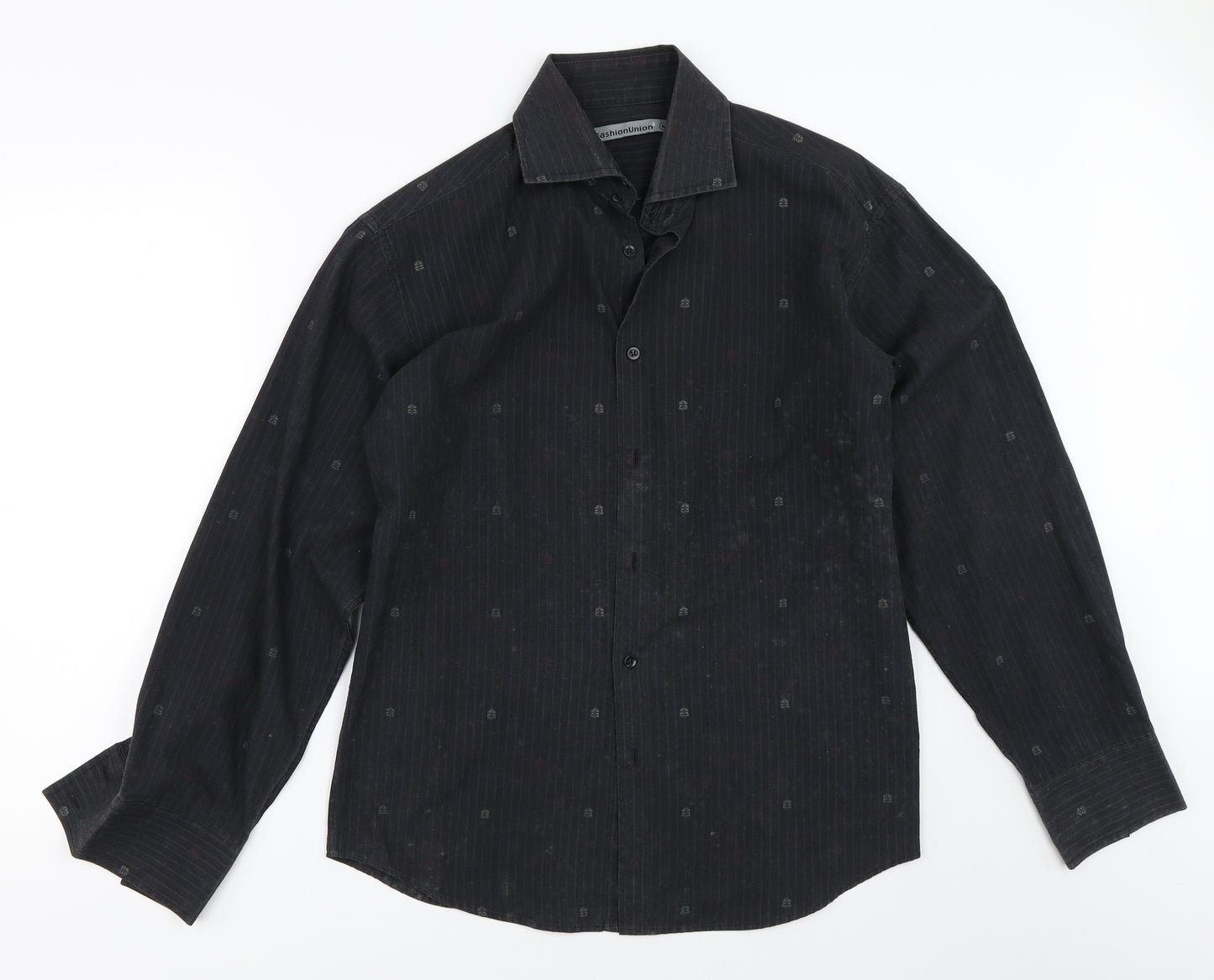 Fashion Union Mens Black    Button-Up Size M