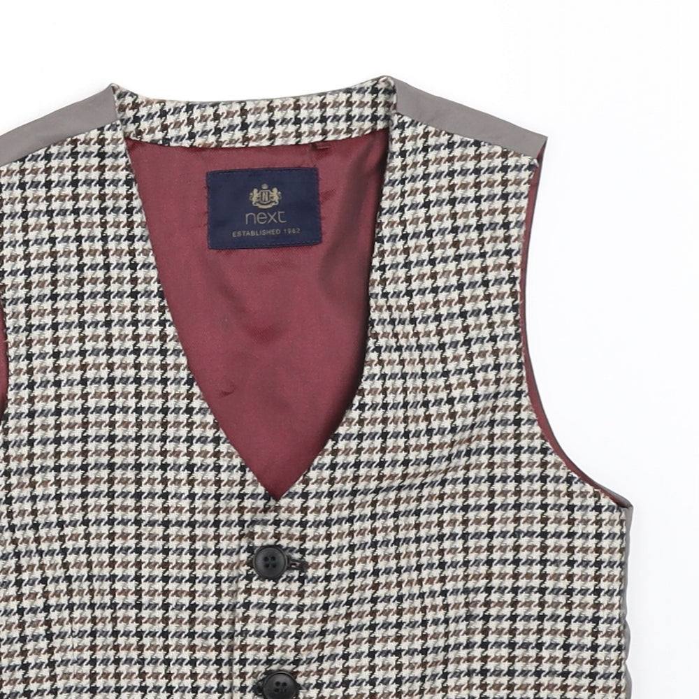 NEXT Boys Beige Houndstooth  Jacket Waistcoat Size 6 Years  - suit waistcoat