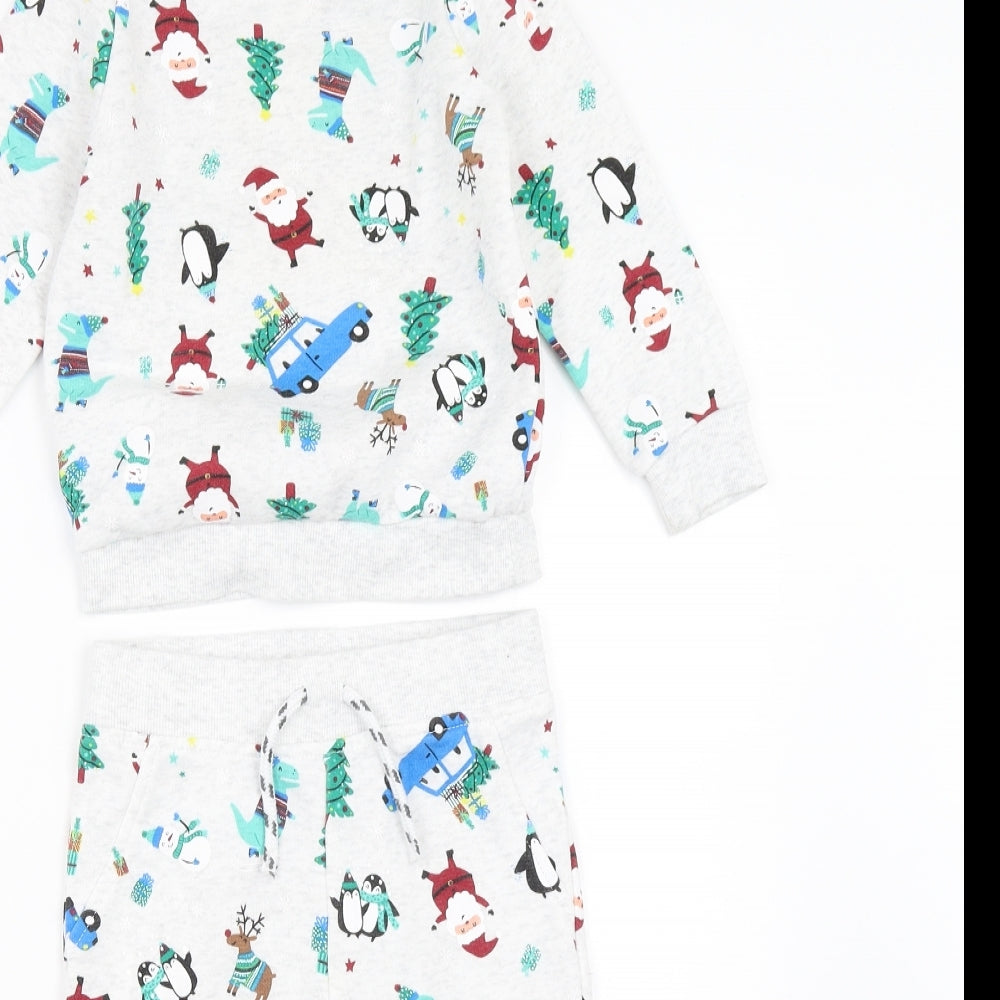 Primark Boys Grey Solid  Capri Pyjama Set Size 18-24 Months  - Christmas Pyjama set