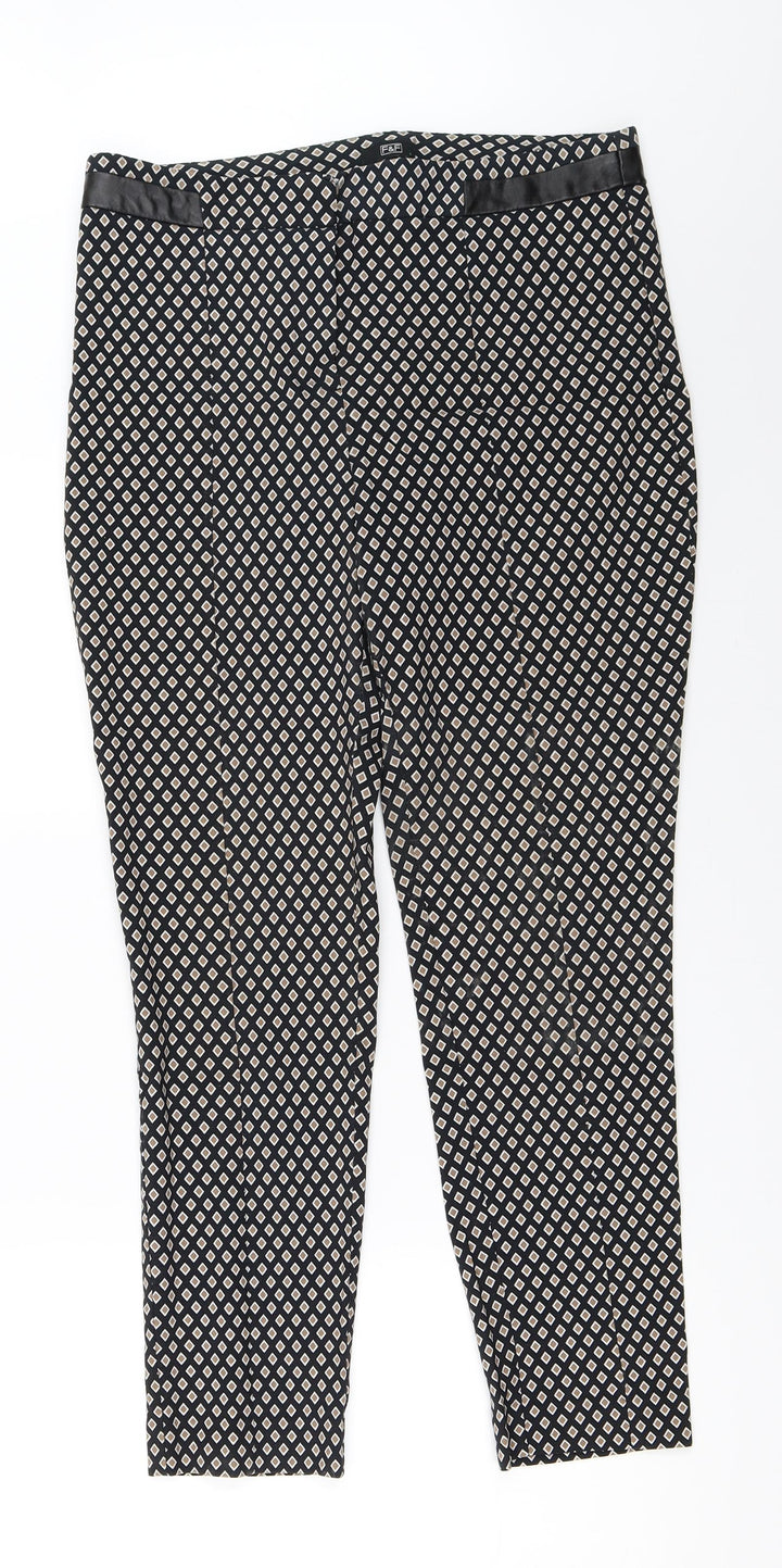 F&F Womens Black Capri Trousers Size 12 L27 in