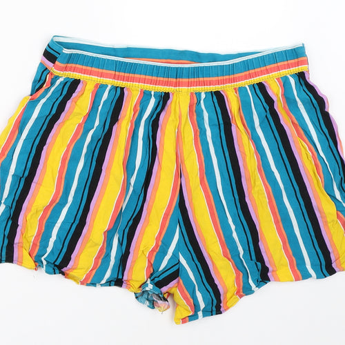 Papaya Womens Blue Striped  Hot Pants Shorts Size 12