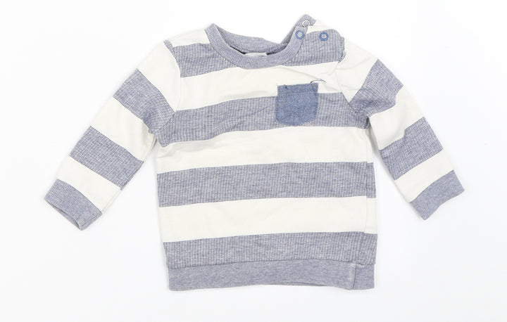 F&F Boys Blue Striped Pullover Jumper Size 3-6 Months