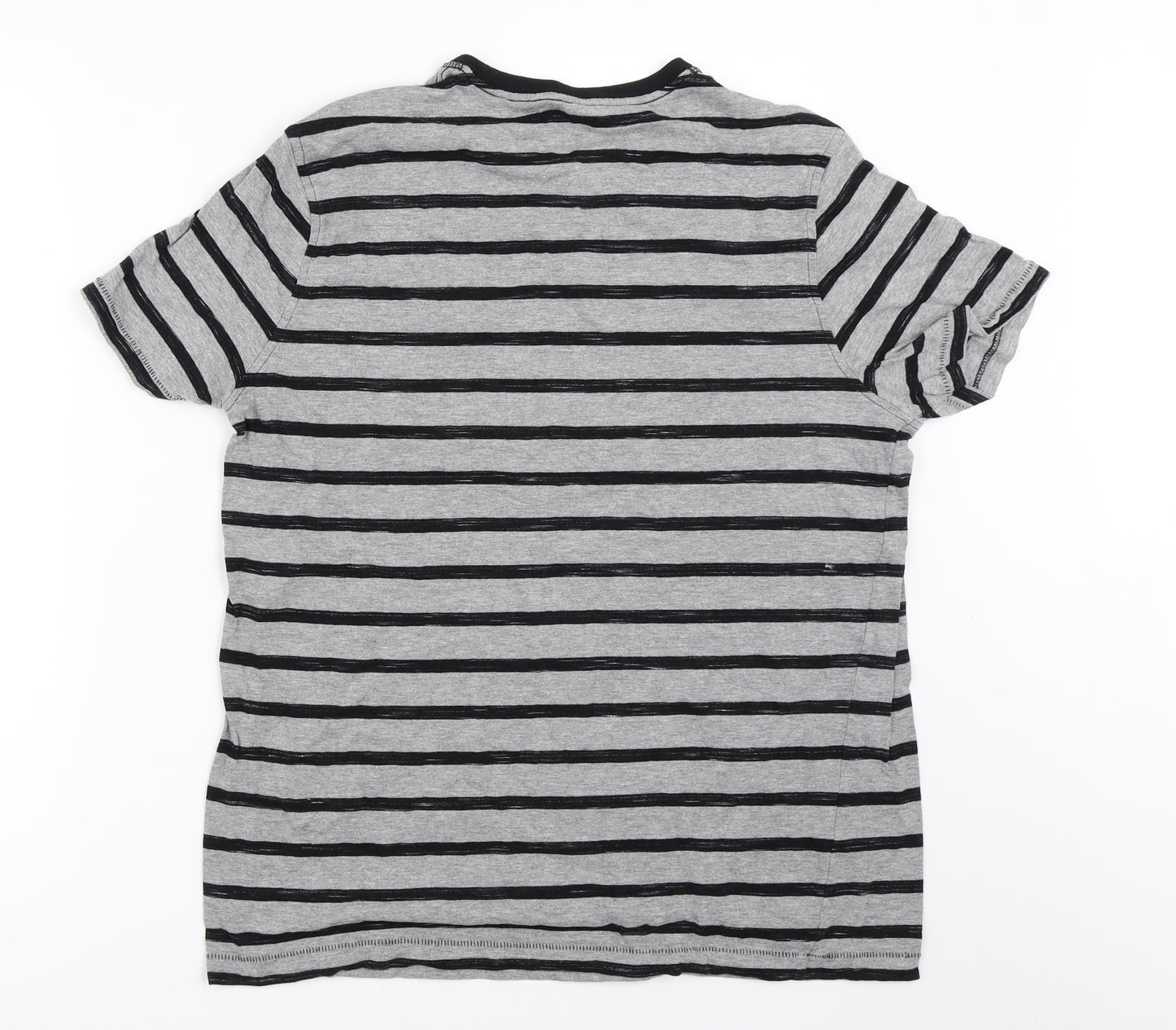George Mens Grey Striped   T-Shirt Size M