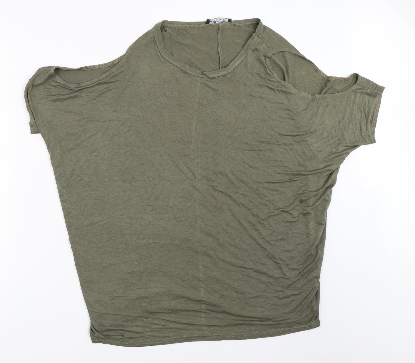 Select Womens Green   Basic T-Shirt Size 10  - cold shoulder