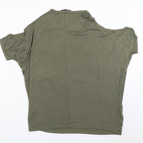 Select Womens Green   Basic T-Shirt Size 10  - cold shoulder
