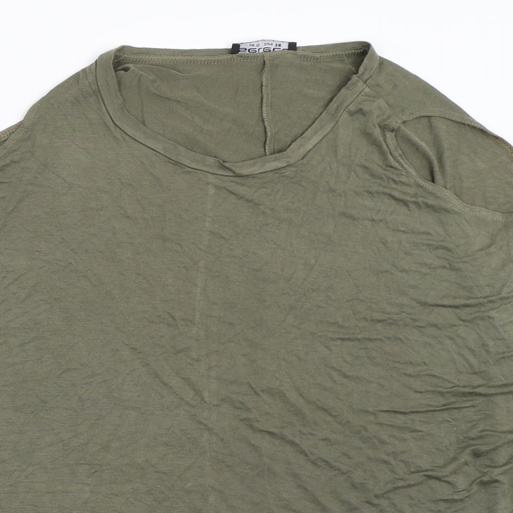 Select Womens Green   Basic T-Shirt Size 10  - cold shoulder