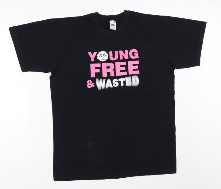 Fruit of the Loom Mens Black T-Shirt Size M