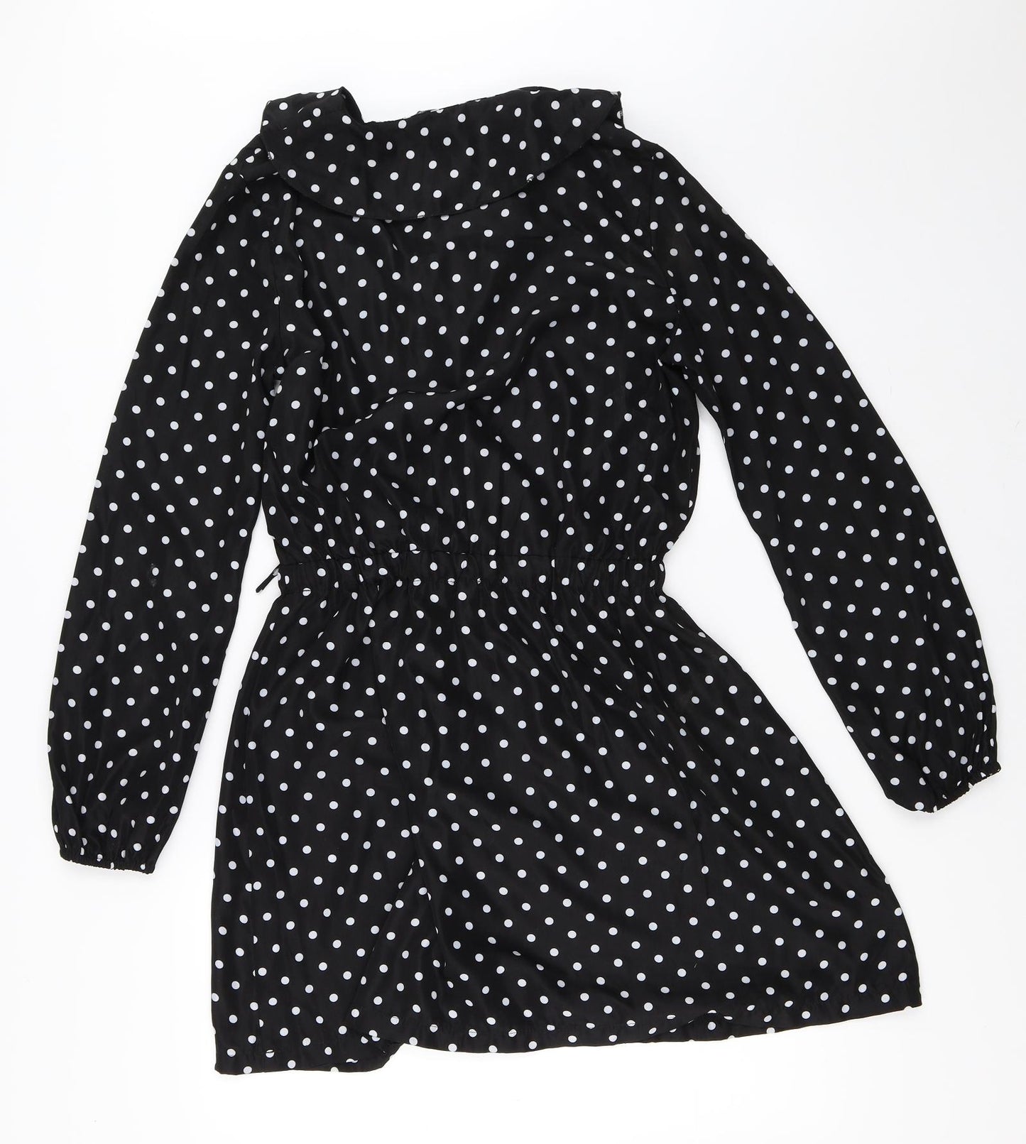 PRETTYLITTLETHING Womens Black Polka Dot  Fit & Flare  Size 12