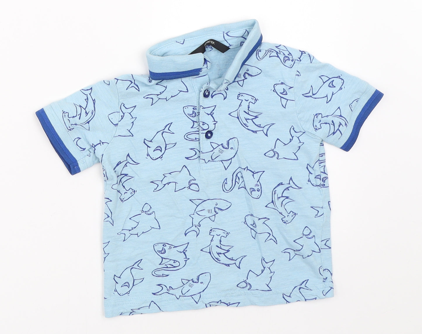 George Boys Blue   Basic Polo Size 18-24 Months  - shark
