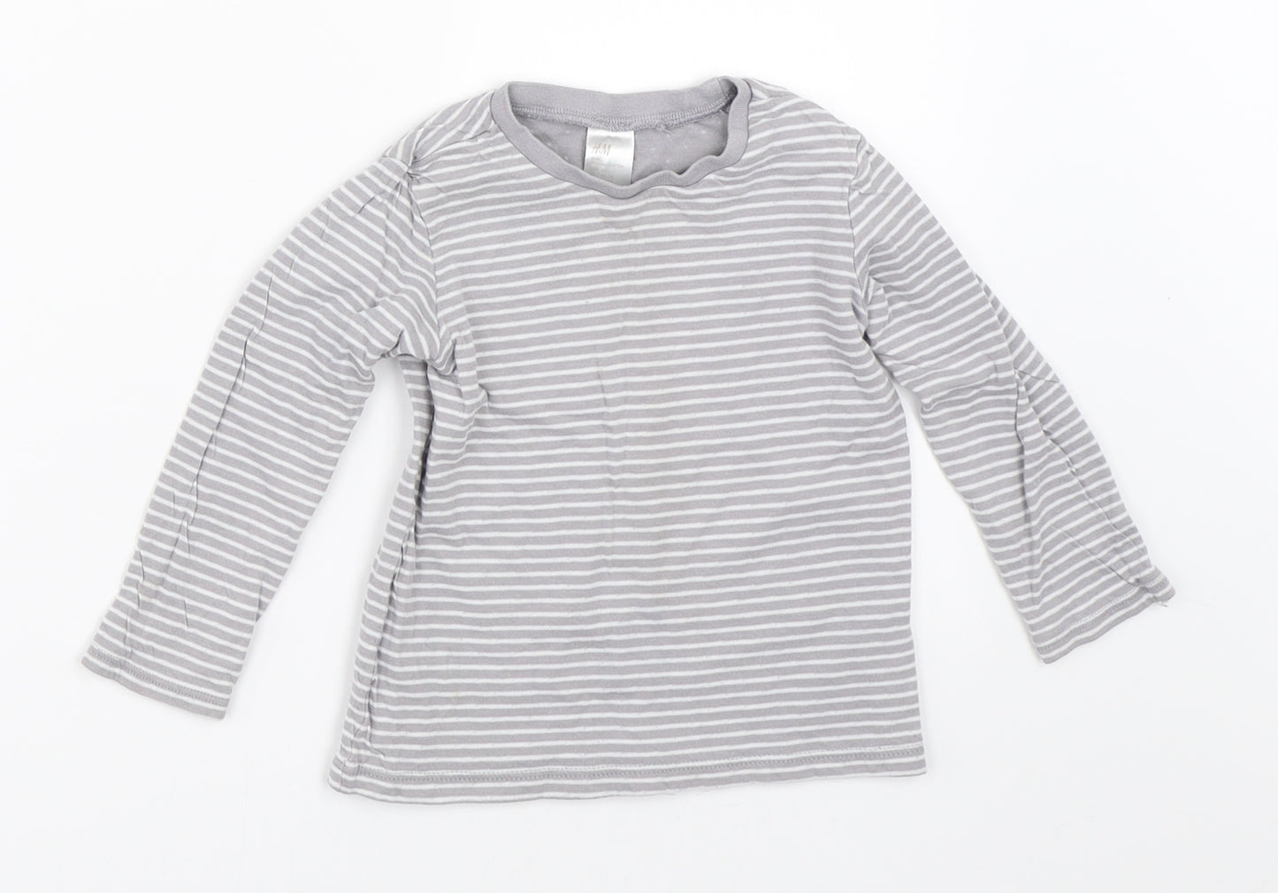 H&M Boys Grey Striped  Basic T-Shirt Size 18-24 Months