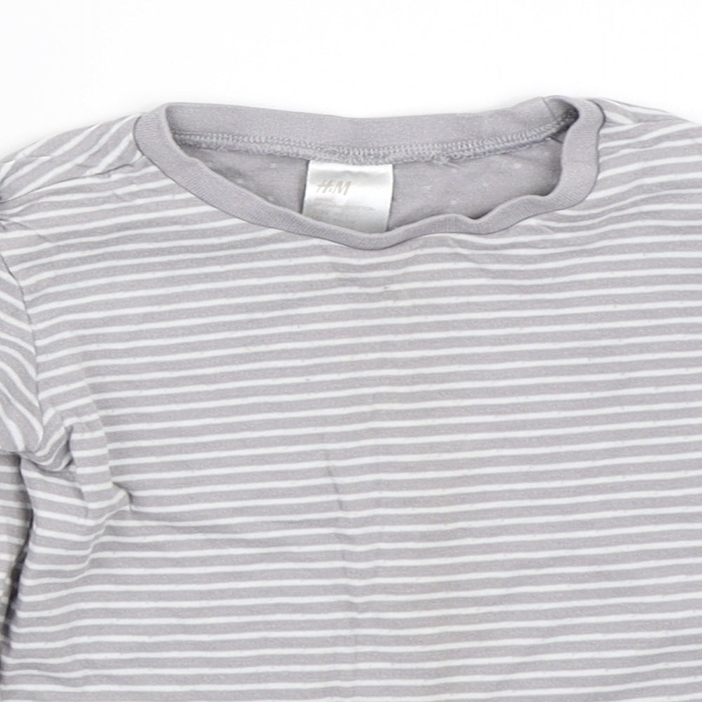 H&M Boys Grey Striped  Basic T-Shirt Size 18-24 Months