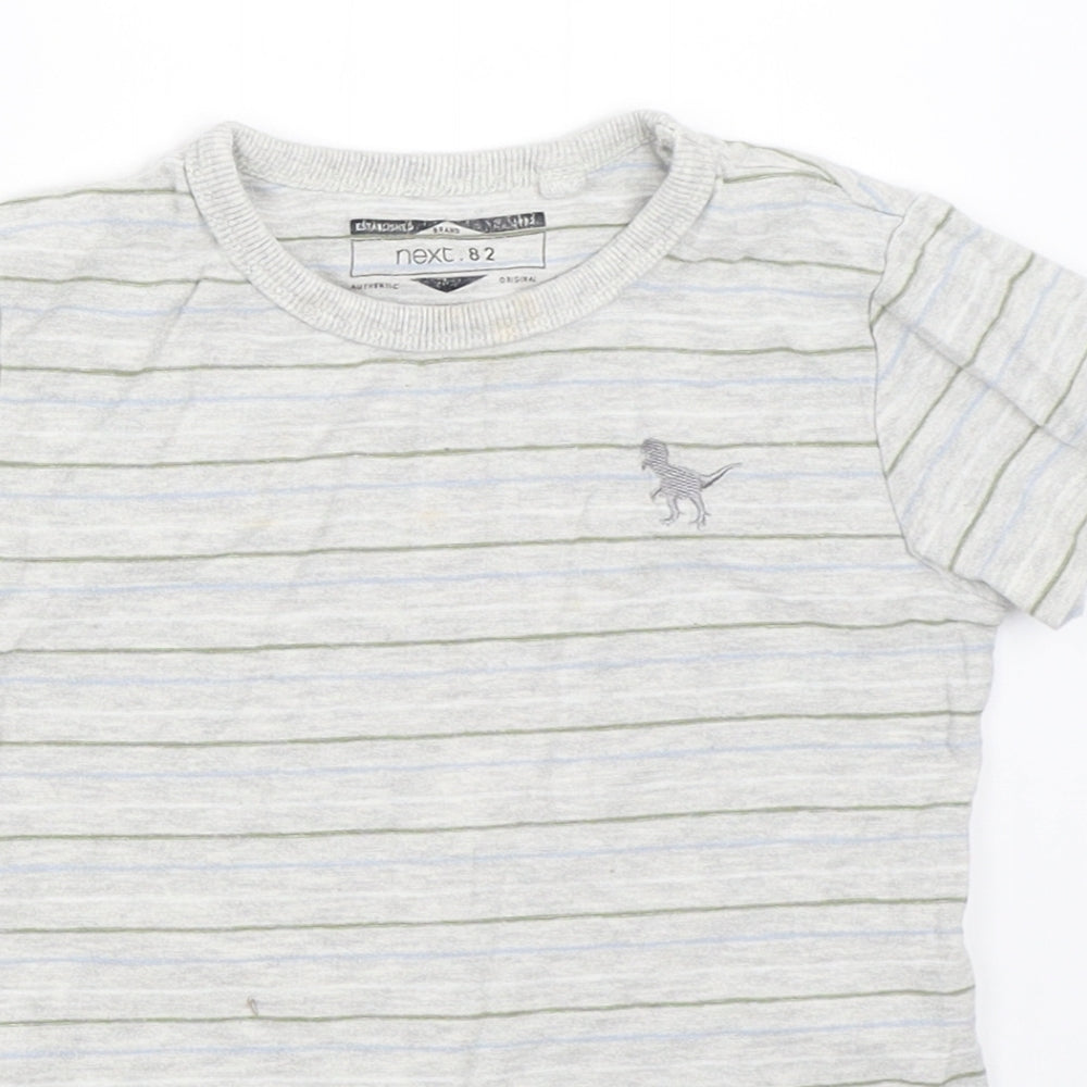 NEXT Boys Grey Striped  Basic T-Shirt Size 2-3 Years