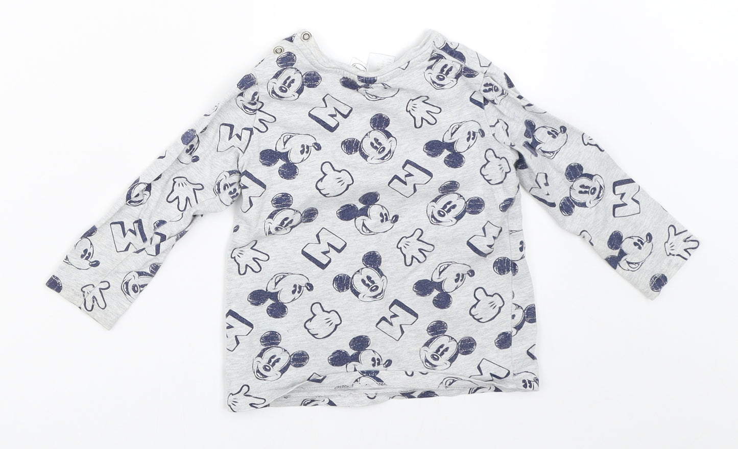 H&M Boys Grey   Basic T-Shirt Size 18-24 Months  - mickey mouse