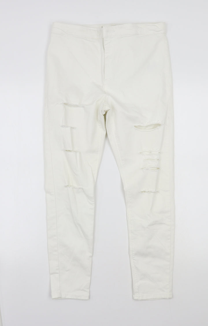 Topshop Womens White   Cropped Jeans Size 34 L24 in