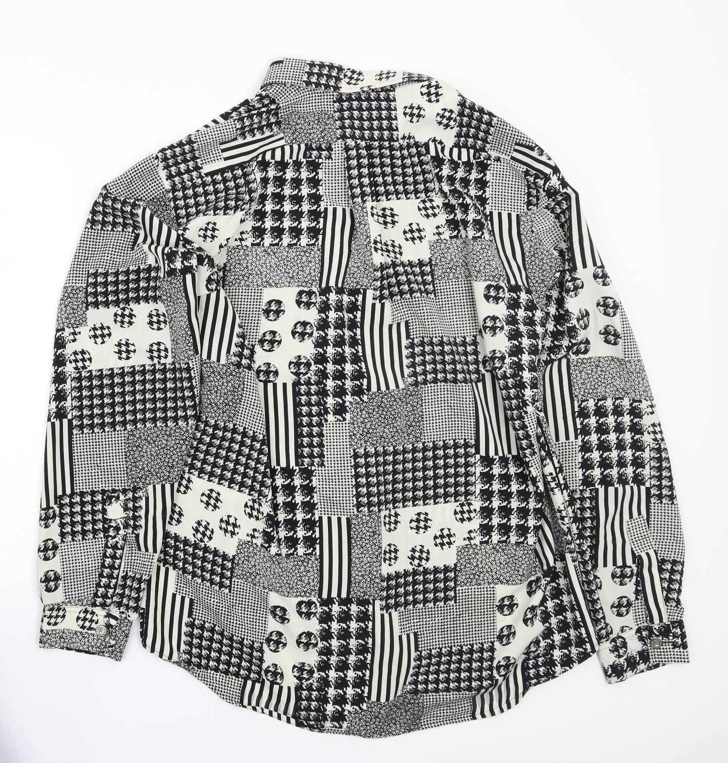 Folio Mens Black Geometric   Button-Up Size L