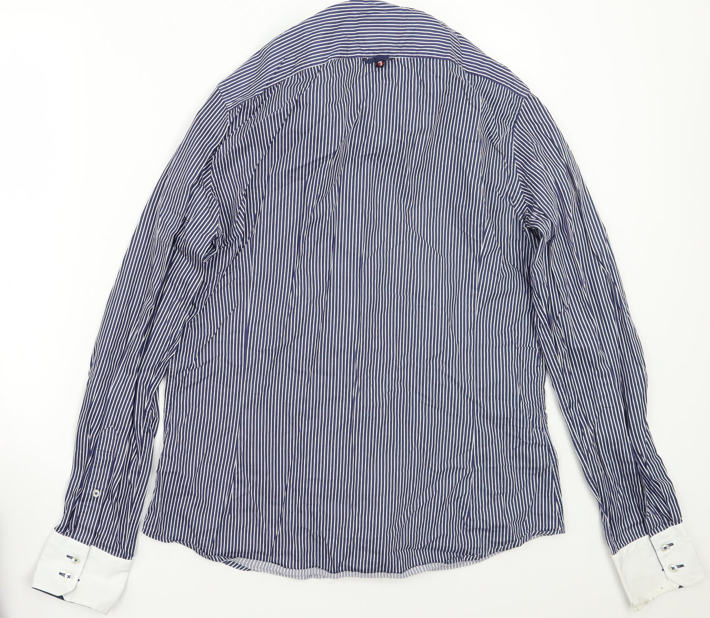 7camicie Mens Blue Striped   Button-Up Size L