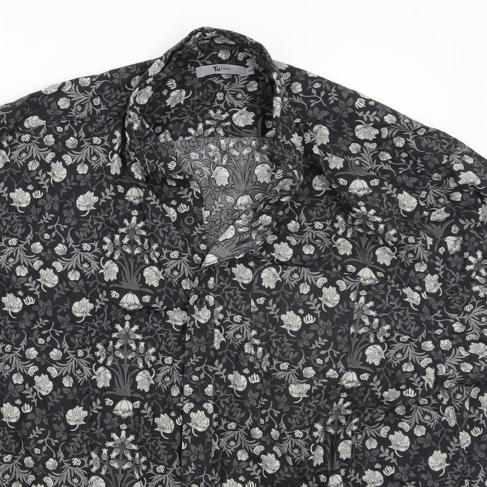 TU Mens Black Paisley   Button-Up Size 2XL