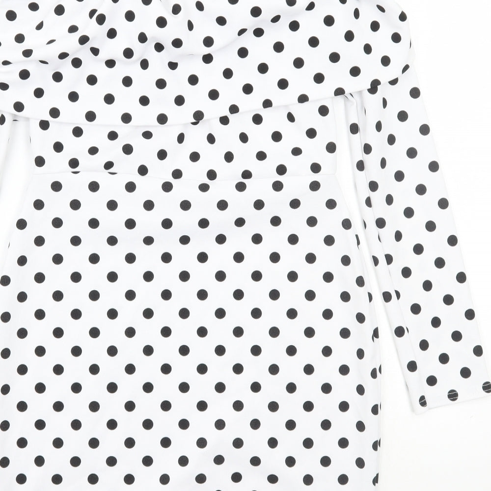 PRETTYLITTLETHING Womens White Polka Dot  A-Line  Size 12