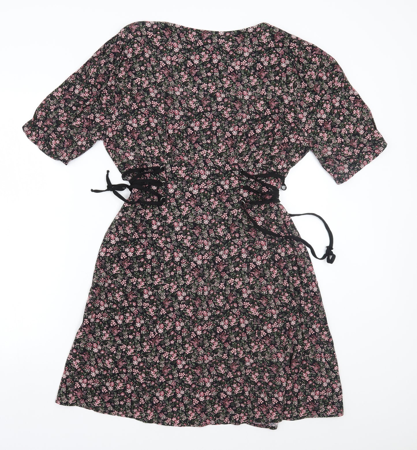 Topshop Womens Black Floral  A-Line  Size 10