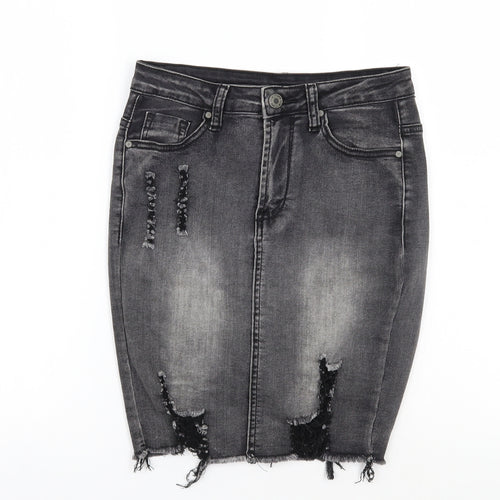 Girl vivi Womens Grey   A-Line Skirt Size 8