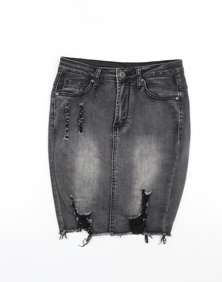 Girl vivi Womens Grey   A-Line Skirt Size 8