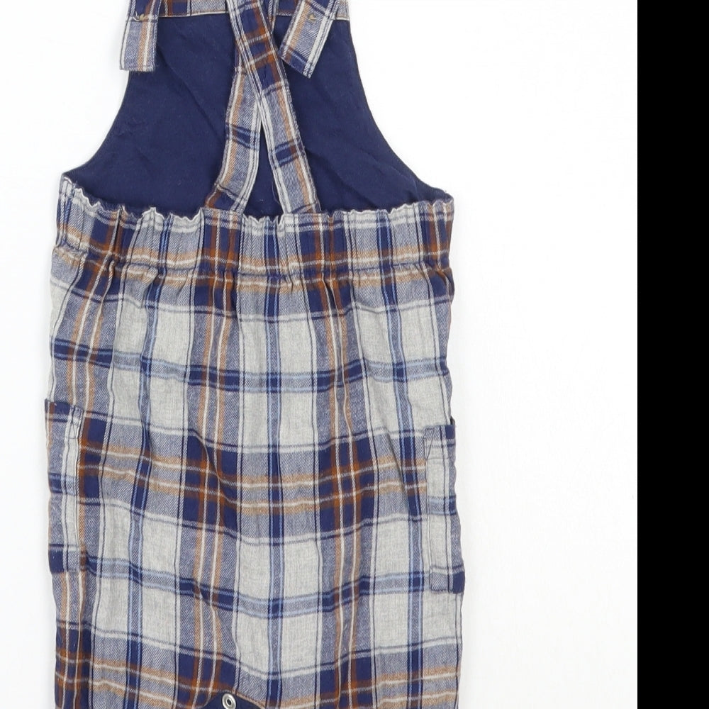 NEXT` Baby Grey Check  Dungaree One-Piece Size 6-9 Months