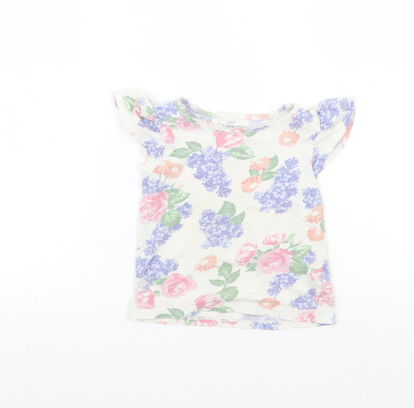 H&M Girls White Floral  Basic T-Shirt Size 3 Years