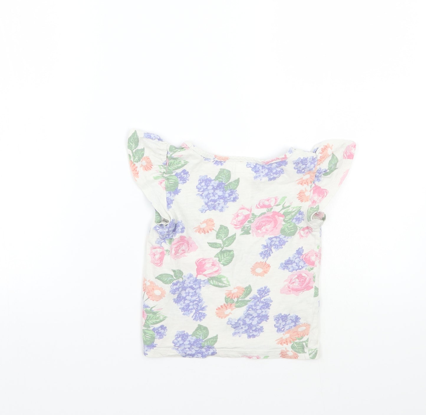 H&M Girls White Floral  Basic T-Shirt Size 3 Years