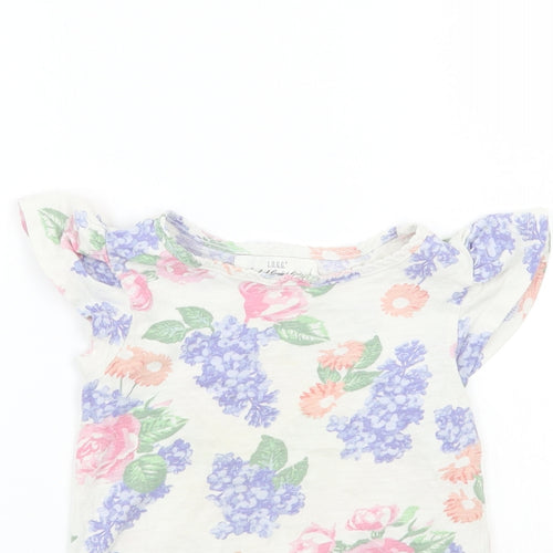 H&M Girls White Floral  Basic T-Shirt Size 3 Years