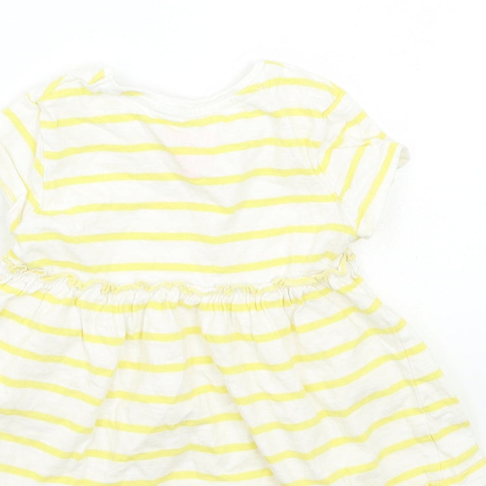 F&F Girls White Striped  Basic T-Shirt Size 2-3 Years