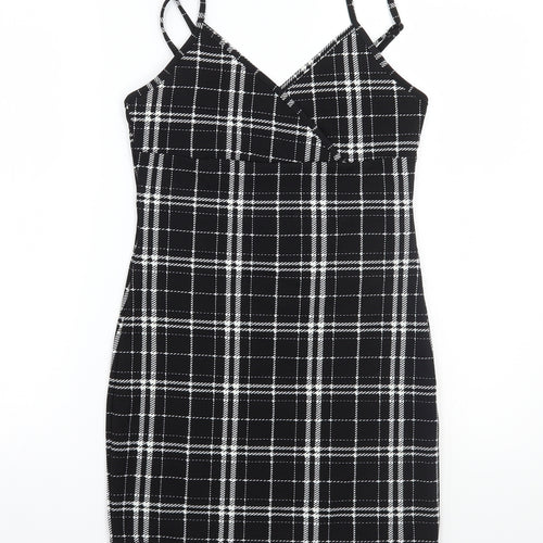 SheIn Womens Black Check  A-Line  Size S