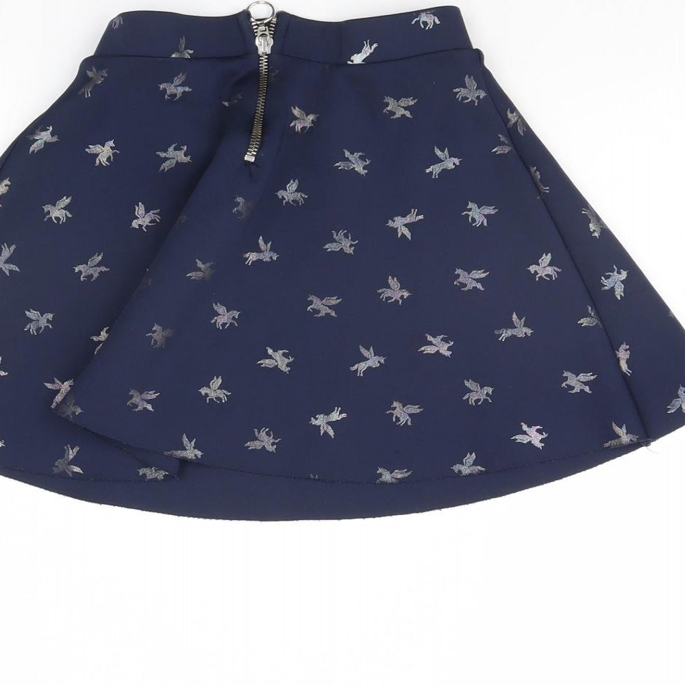 H&M Girls Blue Spotted  Flare Skirt Size 7 Years