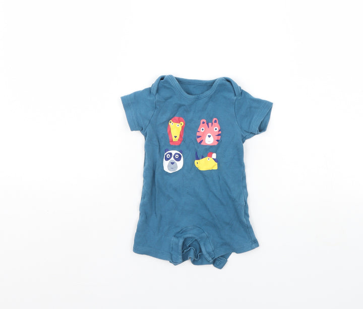 m&s Baby Blue Babygrow One-Piece Size 3-6 Months - Animal