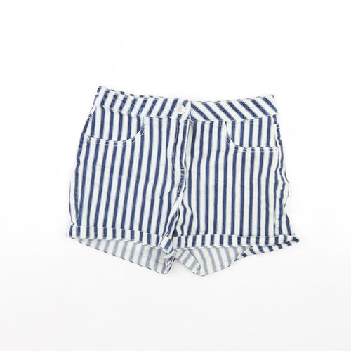 Papaya Womens Blue Striped Denim Cut-Off Shorts Size 8